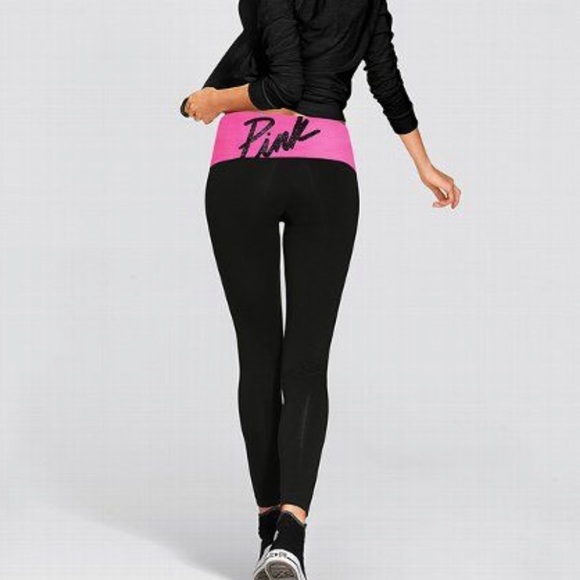 Pink foldover yoga pants Clearance